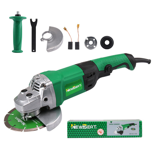 NEWBEAT 1680W High-Performance Angle Grinder, 150mm (6-inch) Wheel, 8800 RPM, Professional Grinding Tool with Lock-On Switch, for Cutting, Metal Grinding, and Masonry (with Wrench & Guard)