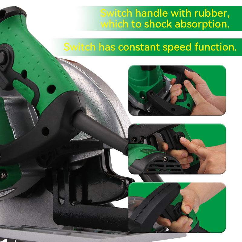 NEWBEAT 1450W Electric Circular Saw, 185mm Blade, 4500RPM, Adjustable 45°/90° Bevel Angle, Lightweight 4.1kg Aluminum Base, Ideal for Wood Cutting