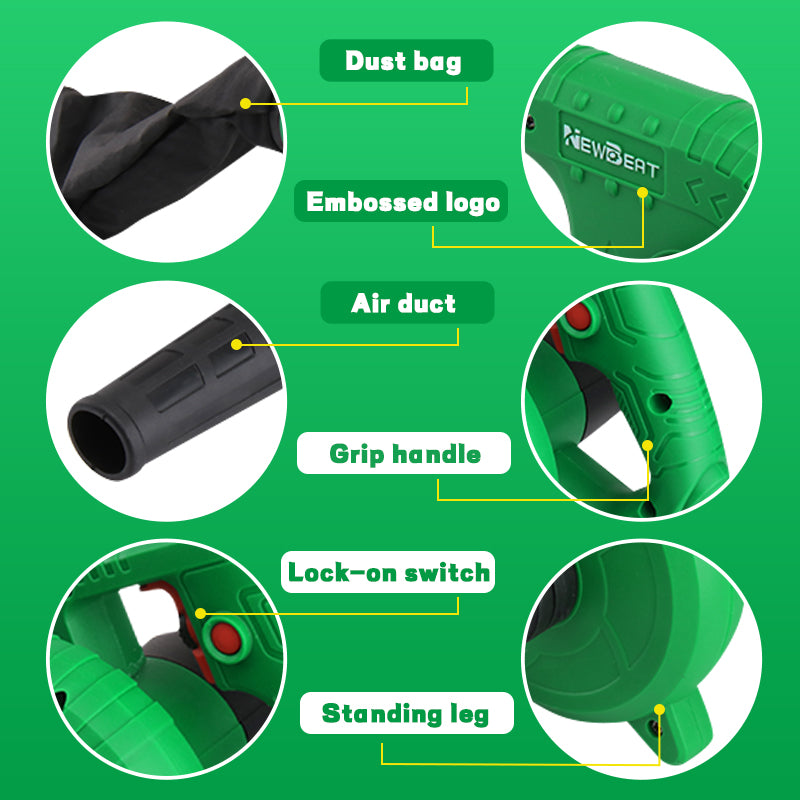 NEWBEAT Corded Electric Leaf Blower Vacuum 2-in-1, 600W Motor, Stepless Speed Control, 19500 RPM No-Load Speed – Powerful for Yard, Garden, Driveway Cleanup