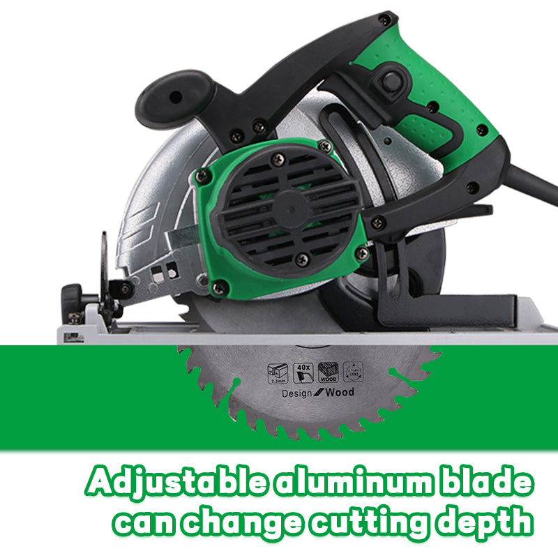 NEWBEAT 1450W Electric Circular Saw, 185mm Blade, 4500RPM, Adjustable 45°/90° Bevel Angle, Lightweight 4.1kg Aluminum Base, Ideal for Wood Cutting