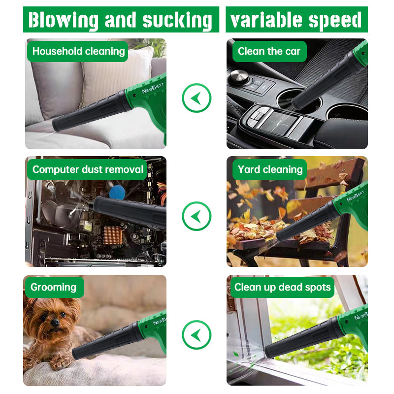 NEWBEAT Corded Electric Leaf Blower Vacuum 2-in-1, 600W Motor, Stepless Speed Control, 19500 RPM No-Load Speed – Powerful for Yard, Garden, Driveway Cleanup