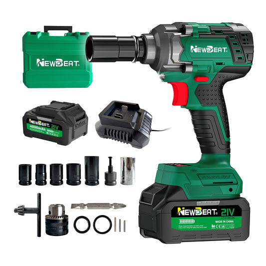 NEWBEAT Cordless Impact Wrench Set - 1/2 inch Impact Gun, Electric Power Impact Driver Max Torque 550 N.m, 21V Brushless, 2*4.0Ah Battery, 2400 RPM Variable Speeds for Car Home DIY, Tire Removal Tool