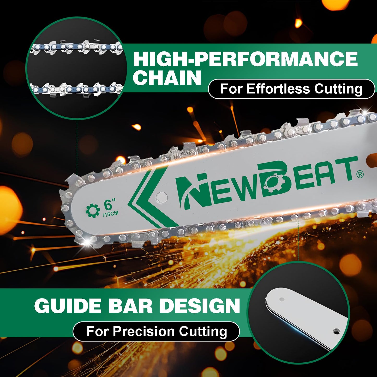 NEWBEAT Mini Chainsaw 6-inch, Mini Chainsaw Cordless Tool Set, Battery Power Chain saw with 2 Batteries Handheld Electric Chain Saw for Tree Trimming, Wood Cutting, Gifts for Men Women