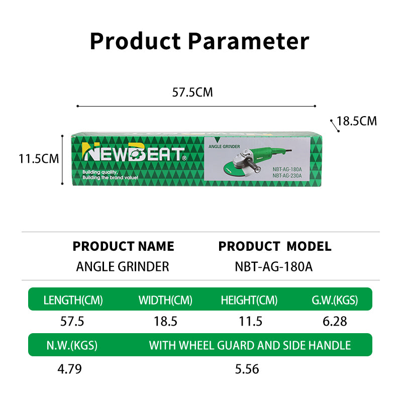 NEWBEAT Professional 9-inch Angle Grinder, 2000W High Power, Back Handle Grinding Tool with Dual Speed Control, for Cutting, Polishing, and Grinding Metal and Concrete