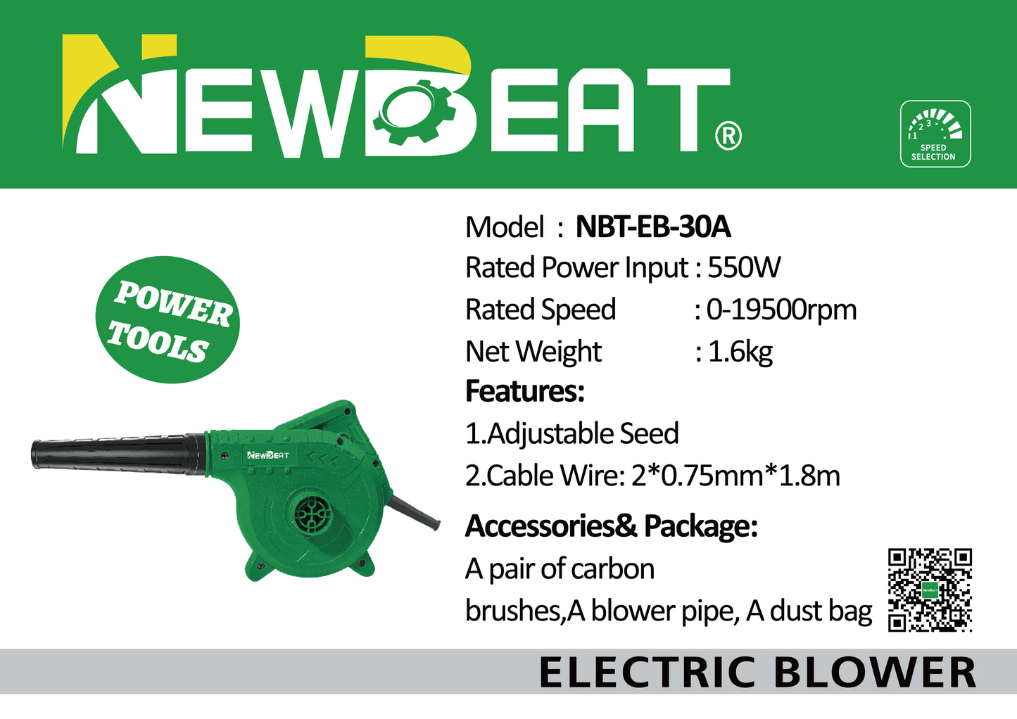 NEWBEAT Corded Electric Leaf Blower Vacuum 2-in-1, 600W Motor, Stepless Speed Control, 19500 RPM No-Load Speed – Powerful for Yard, Garden, Driveway Cleanup